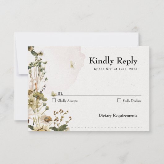 Cartons Réponse Élégant Mariage de couronne de fleurs séchées (Devant)