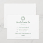 Cartons Réponse Élégant Mariage de couronne végétale d'hiver vert (Devant / Derrière)