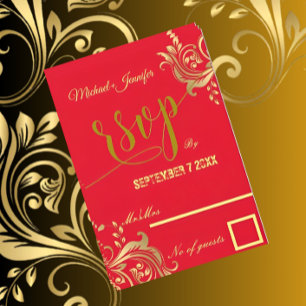 Cartons Réponse Élégant Mariage De Design Personnalisé Rouge Et Or