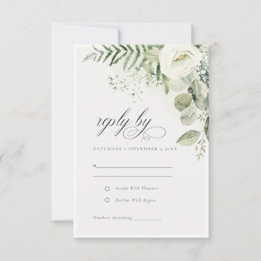 Cartons Réponse Elégant Mariage de feuillage de Ferne Eucalyptus (Devant)