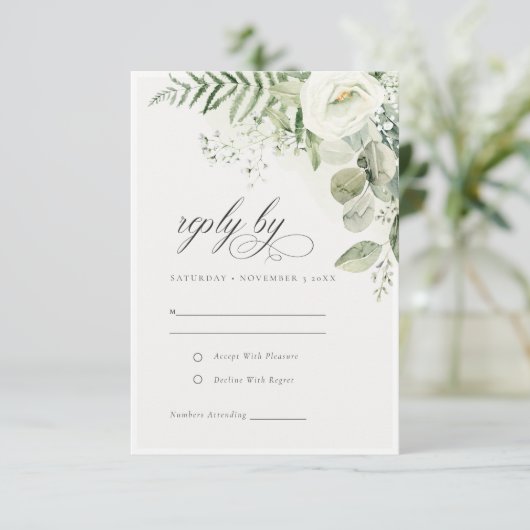 Cartons Réponse Elégant Mariage de feuillage de Ferne Eucalyptus (Debout devant)