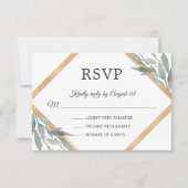 Cartons Réponse Élégant Mariage de feuille de feuillage d'or de fe (Devant)