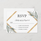 Cartons Réponse Élégant Mariage de feuille de feuillage d'or de fe (Devant / Derrière)