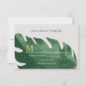 Cartons Réponse Élégant Mariage de feuille de Monstera verte tropi (Devant)