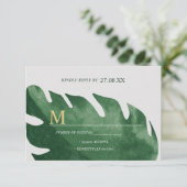 Cartons Réponse Élégant Mariage de feuille de Monstera verte tropi (Debout devant)
