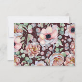 Cartons Réponse Élégant Mariage de Fleurs d'anémones Marsala Blush (Dos)