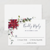 Cartons Réponse Élégant Mariage de fourrure de pin d'aquarelle rou (Devant / Derrière)