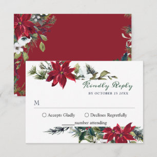 Cartons Réponse Élégant Mariage de fourrure de pin d'aquarelle rou