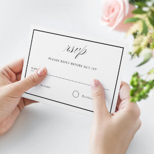 Cartons Réponse Élégant Mariage de frontière noir et blanc