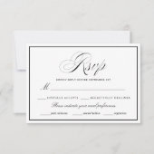 Cartons Réponse Élégant Mariage de frontière noir et blanc épais (Devant)