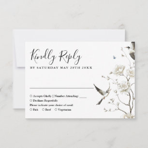 Cartons Réponse Élégant mariage de jardin floral de chinoiserie