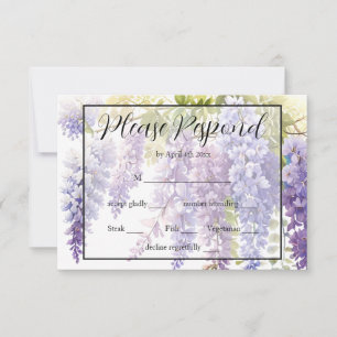 Cartons Réponse Elégant mariage de la glycine bleu violet