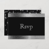 Cartons Réponse Élégant Mariage de lampes stylées noir et argent - (Devant / Derrière)