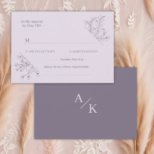 Cartons Réponse Élégant Mariage de lavande florale