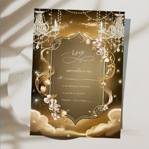 Cartons Réponse Elégant Mariage de lustre en cristaux d'or