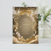 Cartons Réponse Elégant Mariage de lustre en cristaux d'or (Debout devant)