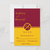 Cartons Réponse Élégant Mariage De Luxe De Monogramme Bourgogne Et (Devant)