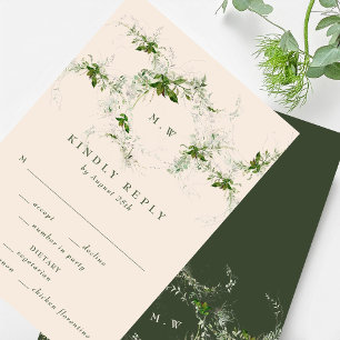 Cartons Réponse Élégant Mariage de monogramme de crème Eucalyptus