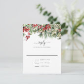 Cartons Réponse Élégant Mariage de Noël Botanique d'hiver (Debout devant)