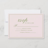 Cartons Réponse Élégant Mariage de points verts roses (Devant)