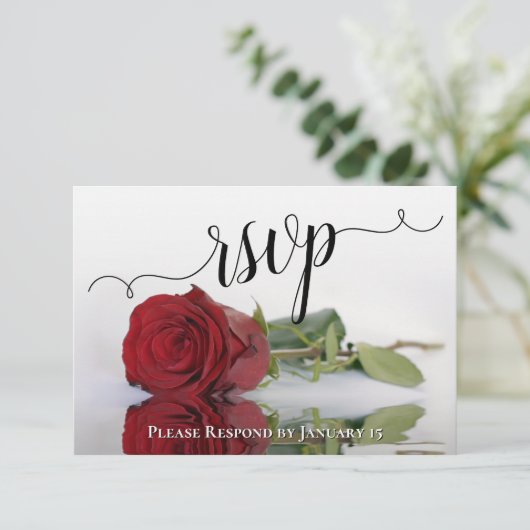 Cartons Réponse Élégant Mariage de Réflexions de Rose Rouge (Debout devant)