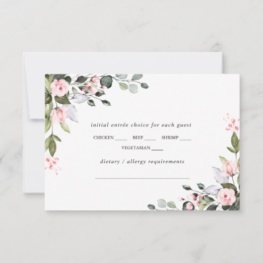 Cartons Réponse Élégant mariage de roses Eucalyptus rose (Dos)