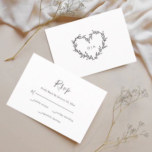 Cartons Réponse Élégant Mariage de script de coeur