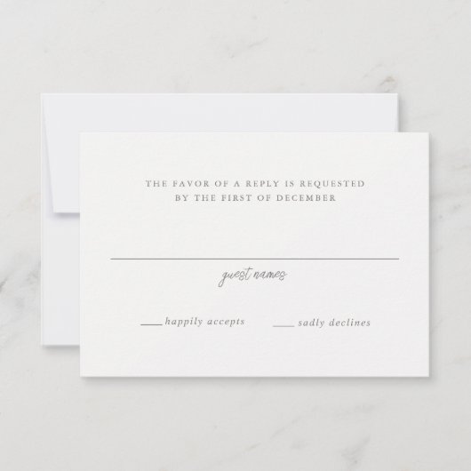 Cartons Réponse Élégant Mariage de script gris (Devant)