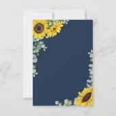 Cartons Réponse Élégant Mariage de tournesol bleu marine (Dos)