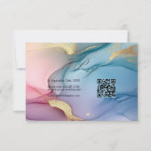 Cartons Réponse Élégant Mariage d'encre rose, bleu et or (Devant)