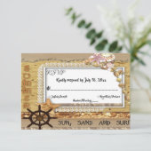 Cartons Réponse Elégant Mariage d'été de la marine de plage côtièr (Debout devant)