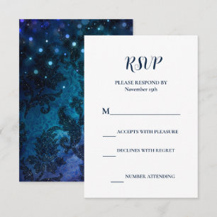 Cartons Réponse Elégant mariage d'hiver bleu marine