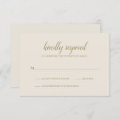Cartons Réponse Élégant Mariage d'ivoire d'or neutre simple (Devant / Derrière)