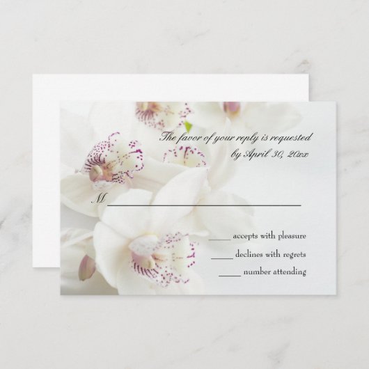 Cartons Réponse Elégant Mariage d'orchidées blanches et violettes (Devant / Derrière)