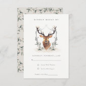 Cartons Réponse Élégant Mariage en crête florale de Cerf Pastel (Devant / Derrière)