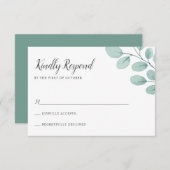Cartons Réponse Elégant Mariage Eucalyptus aquarelle (Devant / Derrière)