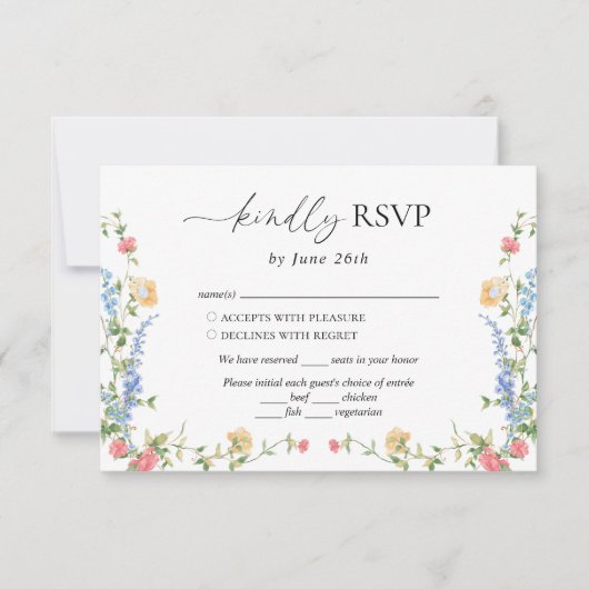 Cartons Réponse Élégant Mariage Fleur sauvage (Devant)