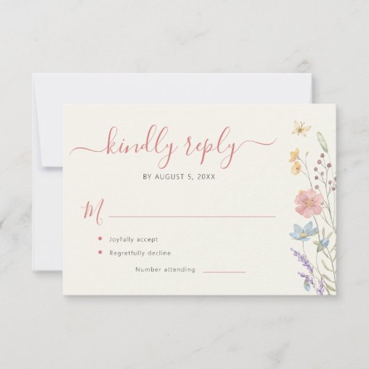 Cartons Réponse Élégant mariage fleur sauvage à fleurs (Devant)