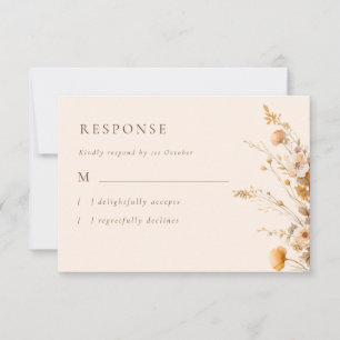 Cartons Réponse Élégant Mariage Fleur sauvage d'automne