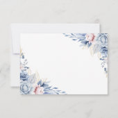 Cartons Réponse Élégant Mariage floral bleu et blanc (Dos)