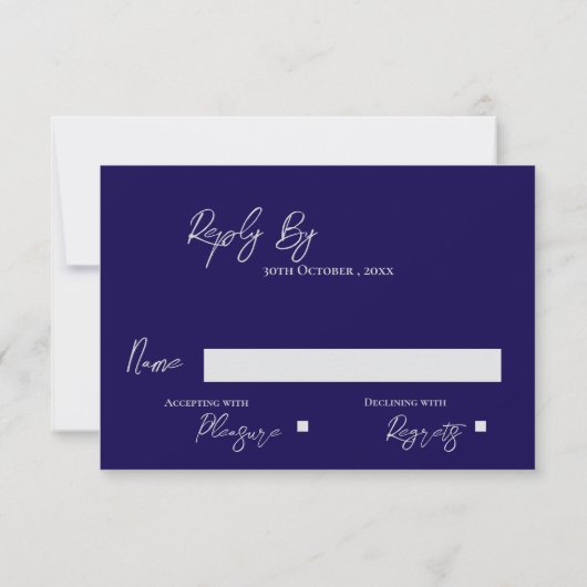 Cartons Réponse Élégant Mariage floral complexe de Monogramme bleu (Dos)