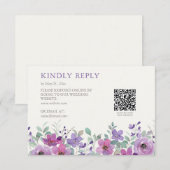 Cartons Réponse Élégant Mariage floral de couleur de lavande (Devant / Derrière)