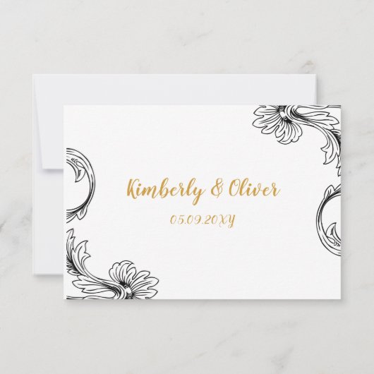 Cartons Réponse Élégant Mariage floral délicieux (Dos)