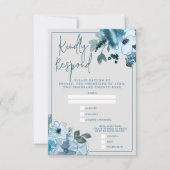 Cartons Réponse Élégant Mariage floral Dusty Blue (Devant)