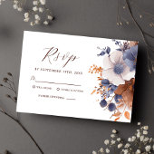 Cartons Réponse Élégant Mariage Floral Dusty Blue Rust