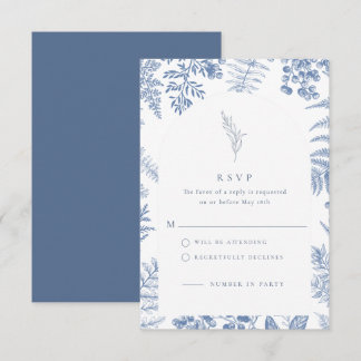 Cartons Réponse Élégant Mariage Floral Fleur Bleue Française