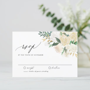 Cartons Réponse Élégant Mariage floral ivoire fleuri et verdoyant