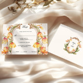 Cartons Réponse Élégant Mariage floral jaune et or