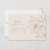 Cartons Réponse Élégant Mariage floral moderne Beige Lineart (Devant)