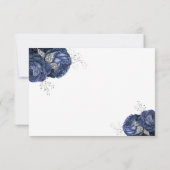Cartons Réponse Élégant Mariage Floral Navy Blue Peonies (Dos)